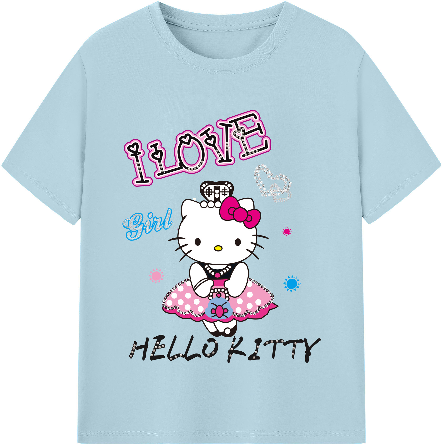 （画像用） Hello Kitty ハローキティ 綿100％半袖Tシャツ（フロントプリント）